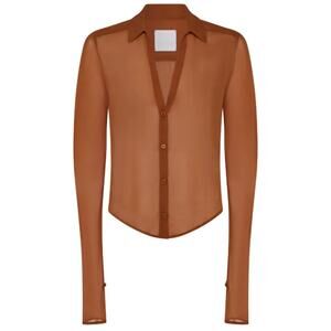 Paris Georgia Sheer Silk Blouse in Toffee XS